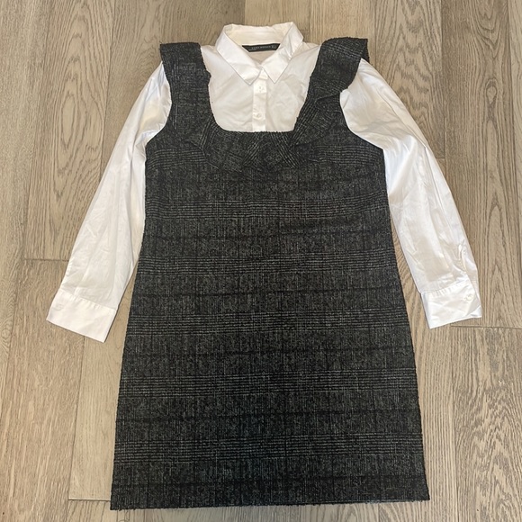 Zara Pinafore Shirt Dress - Picture 2 of 5